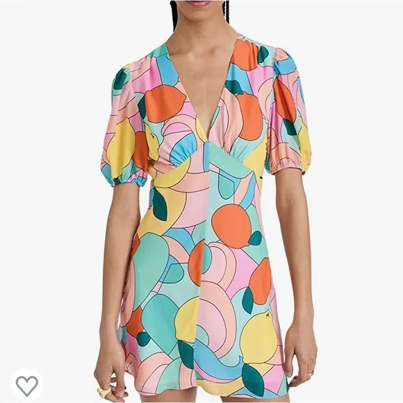 staud mini milla dress Staud - Cherry Abstract Print Milla Mini Dress